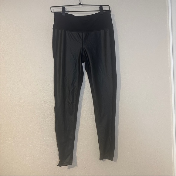 Athleta Gleam Tight 2.0 Leggings Moto Faux Leather Black Style 348733-00 Lounge - Picture 3 of 9